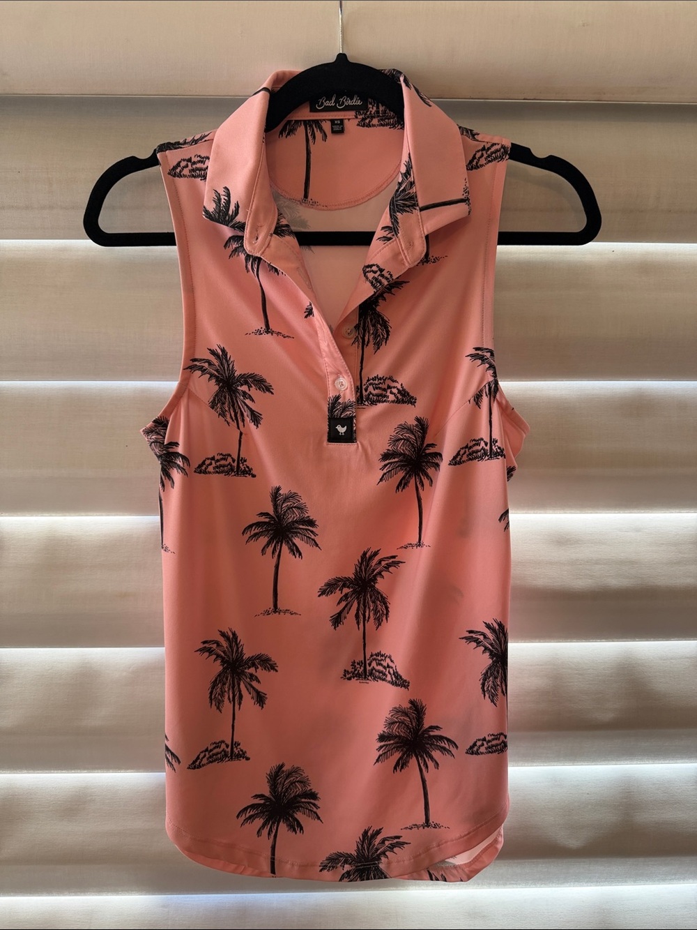 Bad Birdie Pink Palm-Print Sleeveless Swim Coverup Top